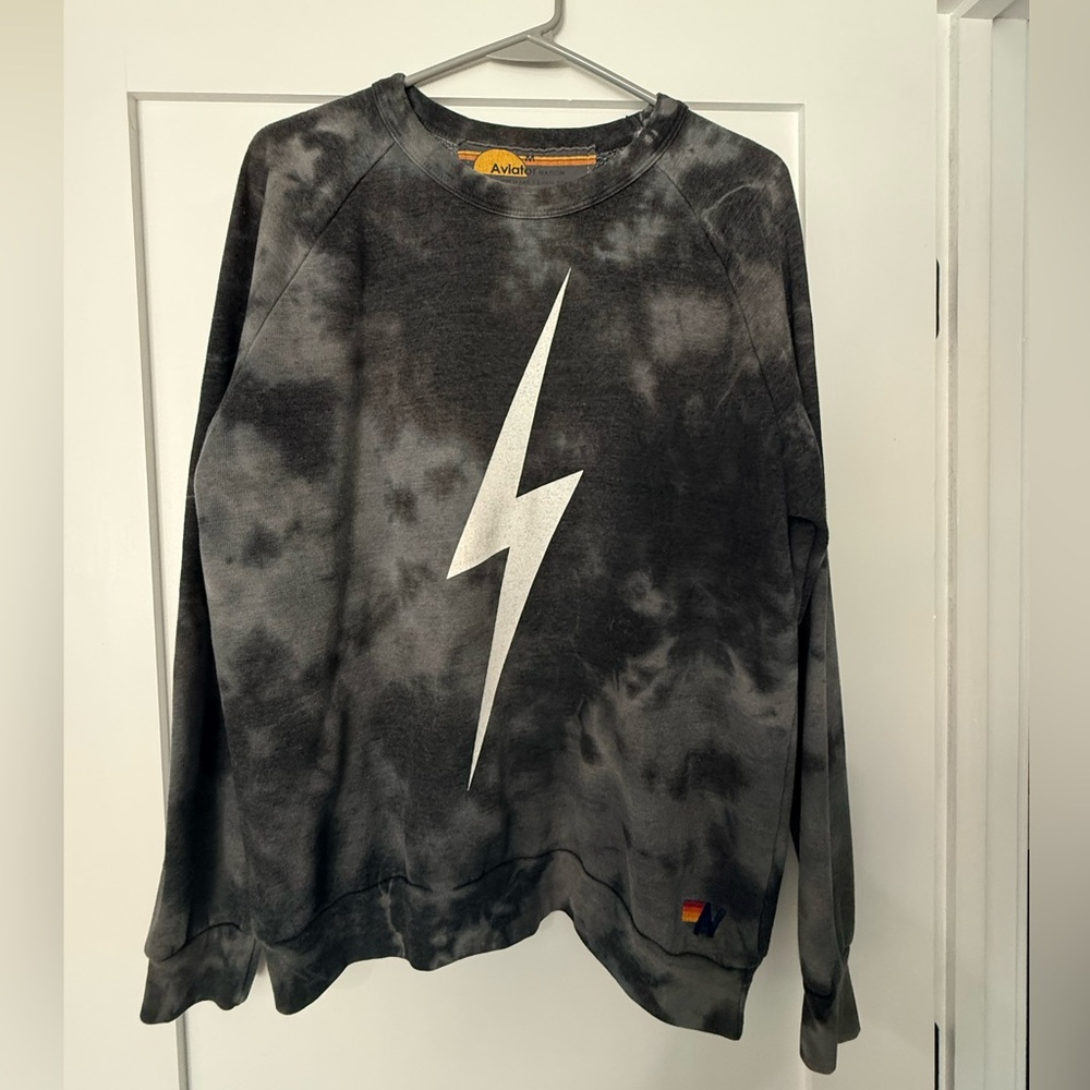 Aviator Nation Women’s Black Tie-Dye Lightning Sweatshirt